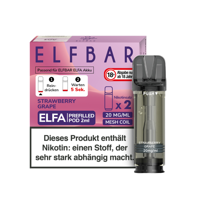Elfbar Elfa Strawberry Grape 20mg Nikotin 2er Pack - My Candytown