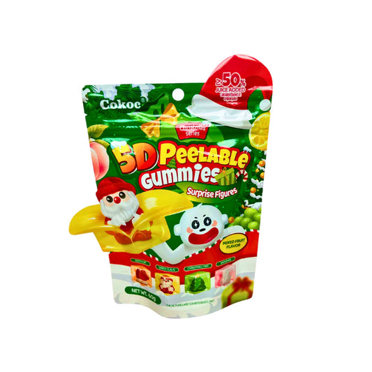 5D Peelable Gummies Mixed Fruit Christmas 60g (50 Stk.) / Stückpreis: 1,40€