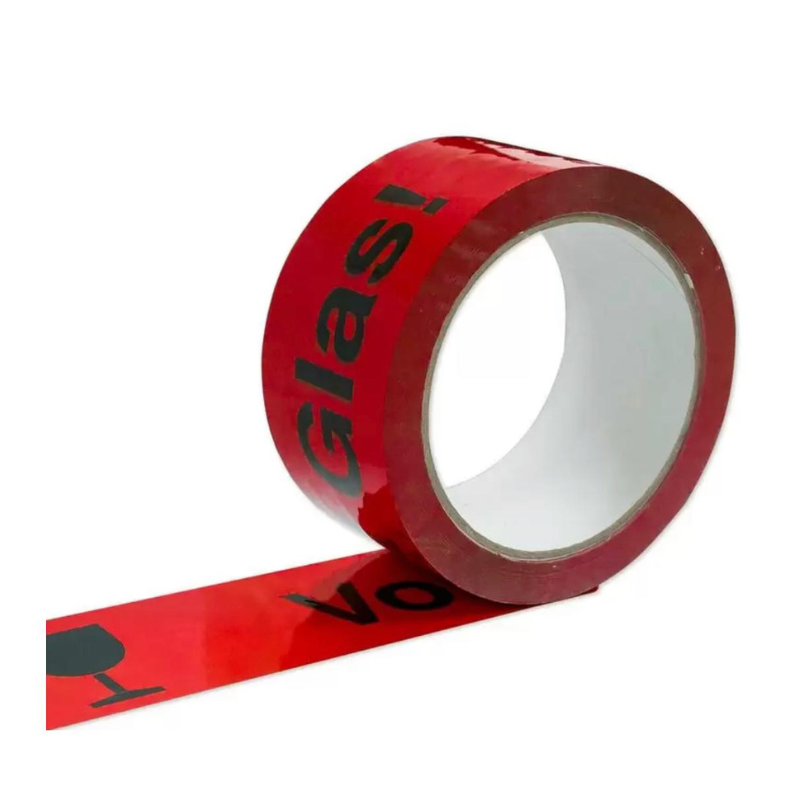 Paketband Rot 50 mm x 66 m - Vorsicht Glas! - My Candytown