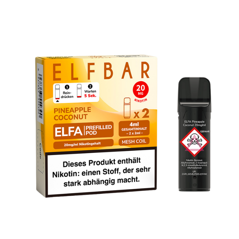 Elfbar Elfa Pineapple Coconut 20mg Nikotin 2er Pack - My Candytown