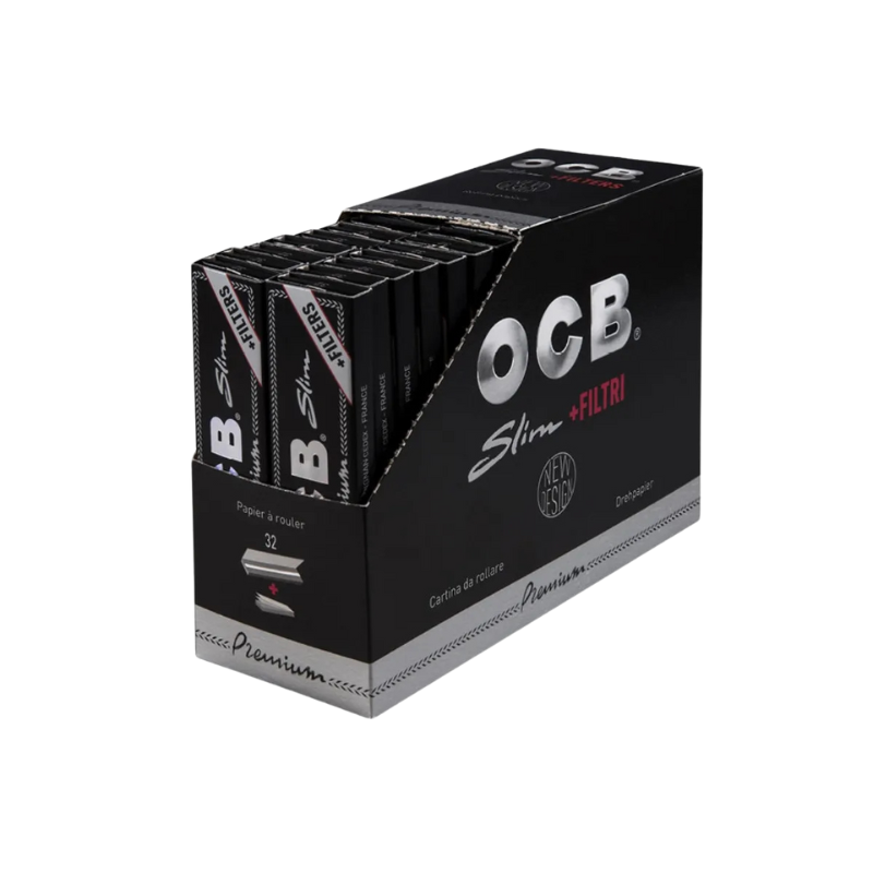 OCB Premium Slim Kingsize Schwarz + Tips, 32 Hefte je 32 Stück - My Candytown