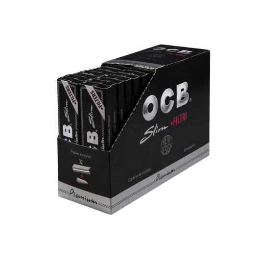 OCB Premium Slim Kingsize Schwarz + Tips, 32 Hefte je 32 Stück - My Candytown