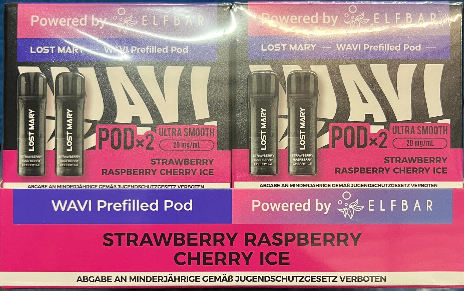 Elfbar Lost Mary WAVI - Strawberry Raspberry Cherry Ice -  20mg Nikotin 2er Pack - My Candytown